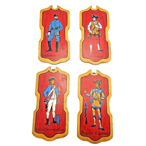 USA  Civil War Uniforms Set of 4 Wooden Wall Plaques- 9-1/2" x 4-1/2" - Picture 1 of 6